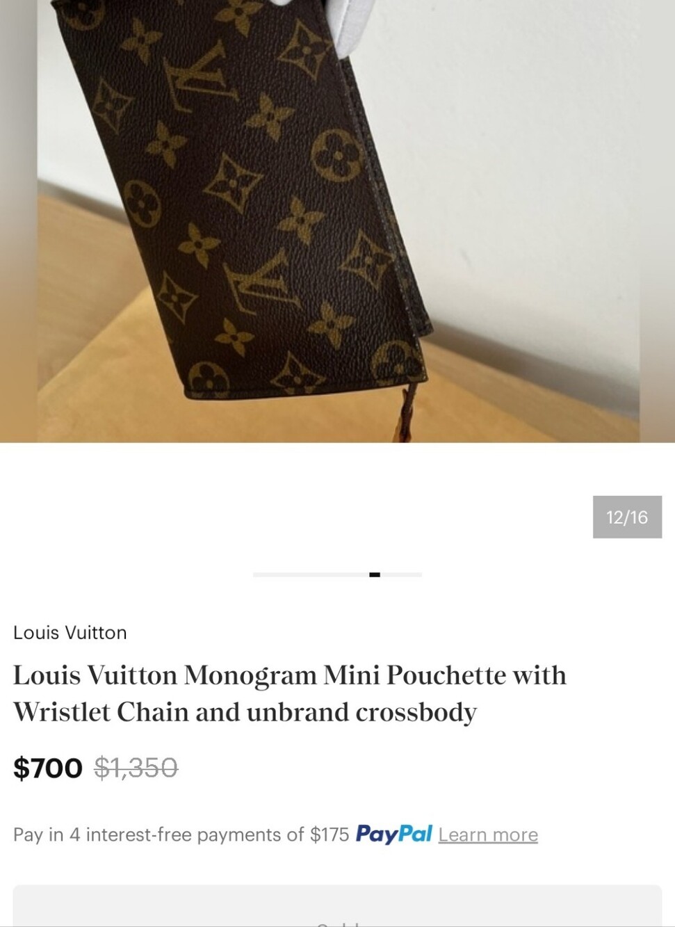 Louis Vuitton Monogram Mini Pouchette with Wristlet Chain and unbrand crossbody